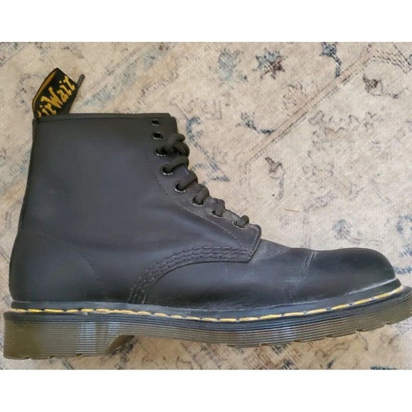 Dr. Doc Martens PASCAL black leather combat boot, fits like women’s size 10 - Picture 6 of 12